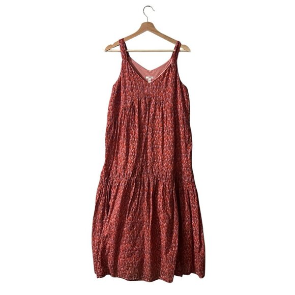 Joie Maxi Dress Size Small Tiered Lined Peasant Ikat Red Pink Tea Rose JE6001PR - Picture 2 of 9